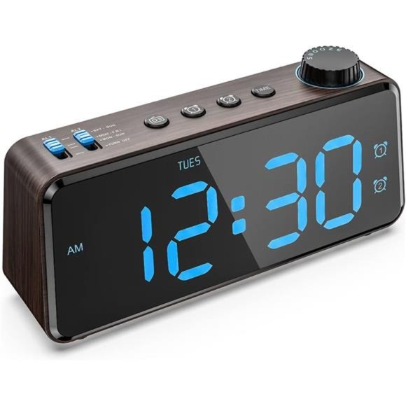 Digital Alarm Clock Radios for Bedroom 0-100% Dimmer, Weekday/Weekend Dual Alarm